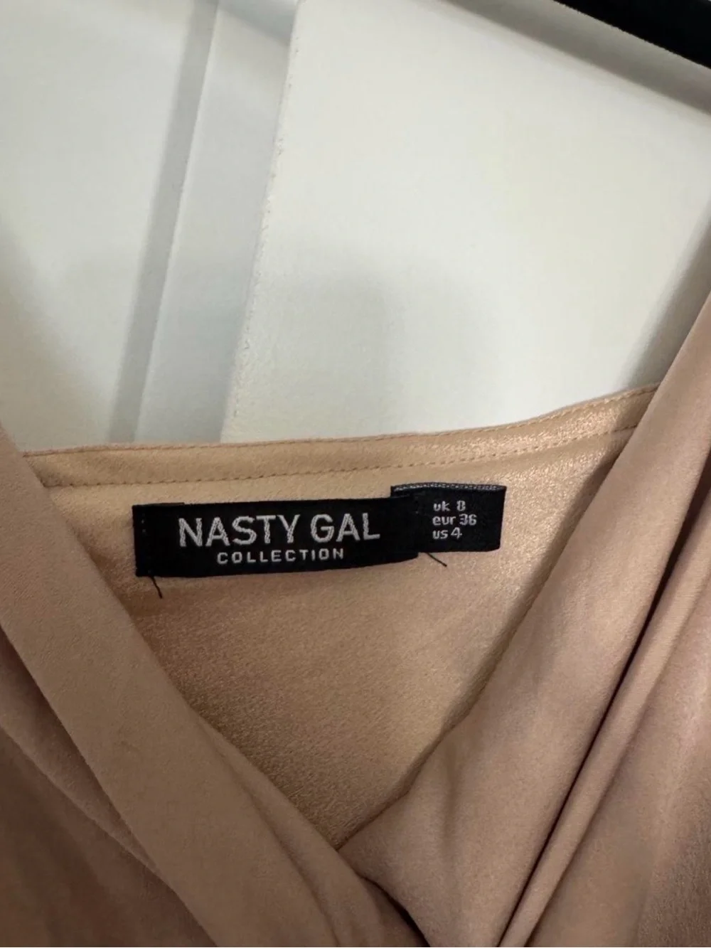 Nasty Gal tan mini slip dress with tie detail taupe